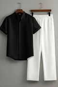Premium Black shirt & White  track Pent Co-ord set For Man -Lafabrila
